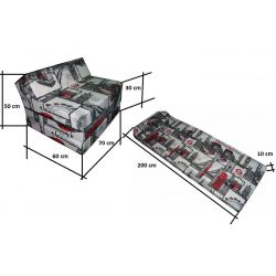 Materasso pieghevole con testiera 200x70x10 cm PARIS