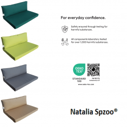 Cuscino, materasso, schienale con cerniera per bancali 120 x 40 x 15/10 cm - Marrone Chiaro